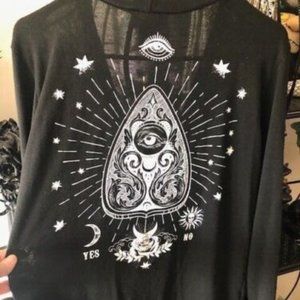 Black Midnight Hour Ouija Planchette Goth Gothic Cardigan Large Hot Topic